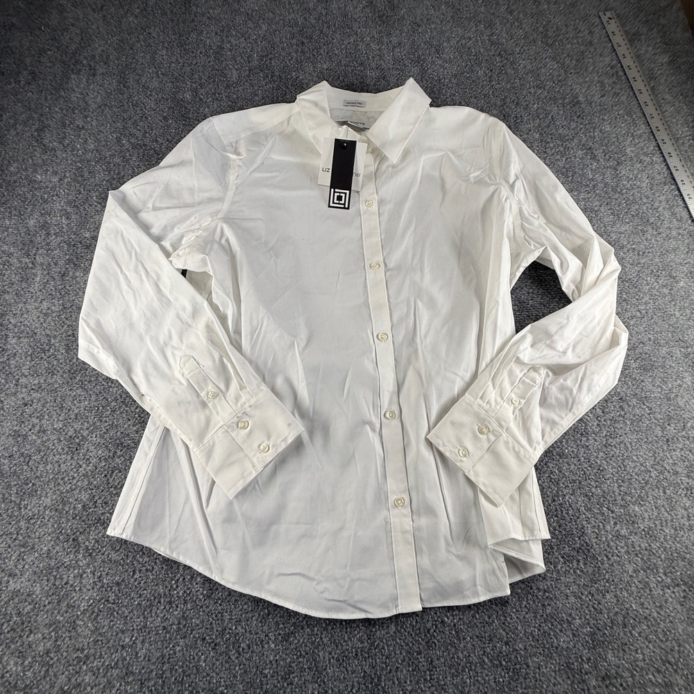 Liz Claiborne White Wrinkle Resistant Stretch Button Down Shirt XL 814-1980 0117